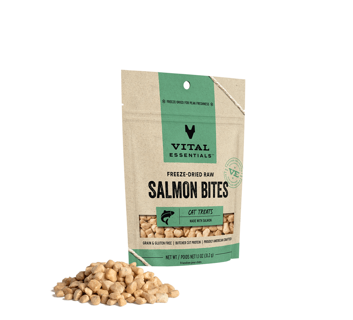 Vital Essentials Freeze-Dried Wild Alaskan Salmon Cat Treats, 1.1-oz bag