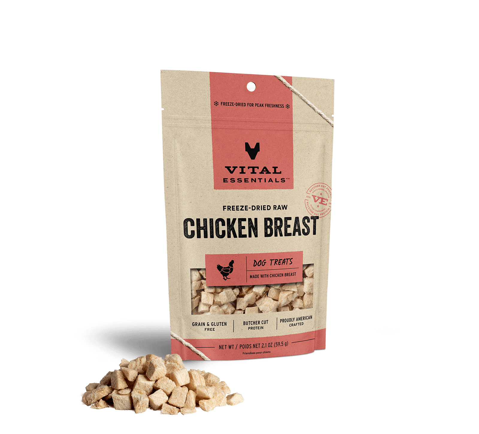 Vital Essentials Freeze-Dried Chicken Breast Dog Treats, 2.1oz