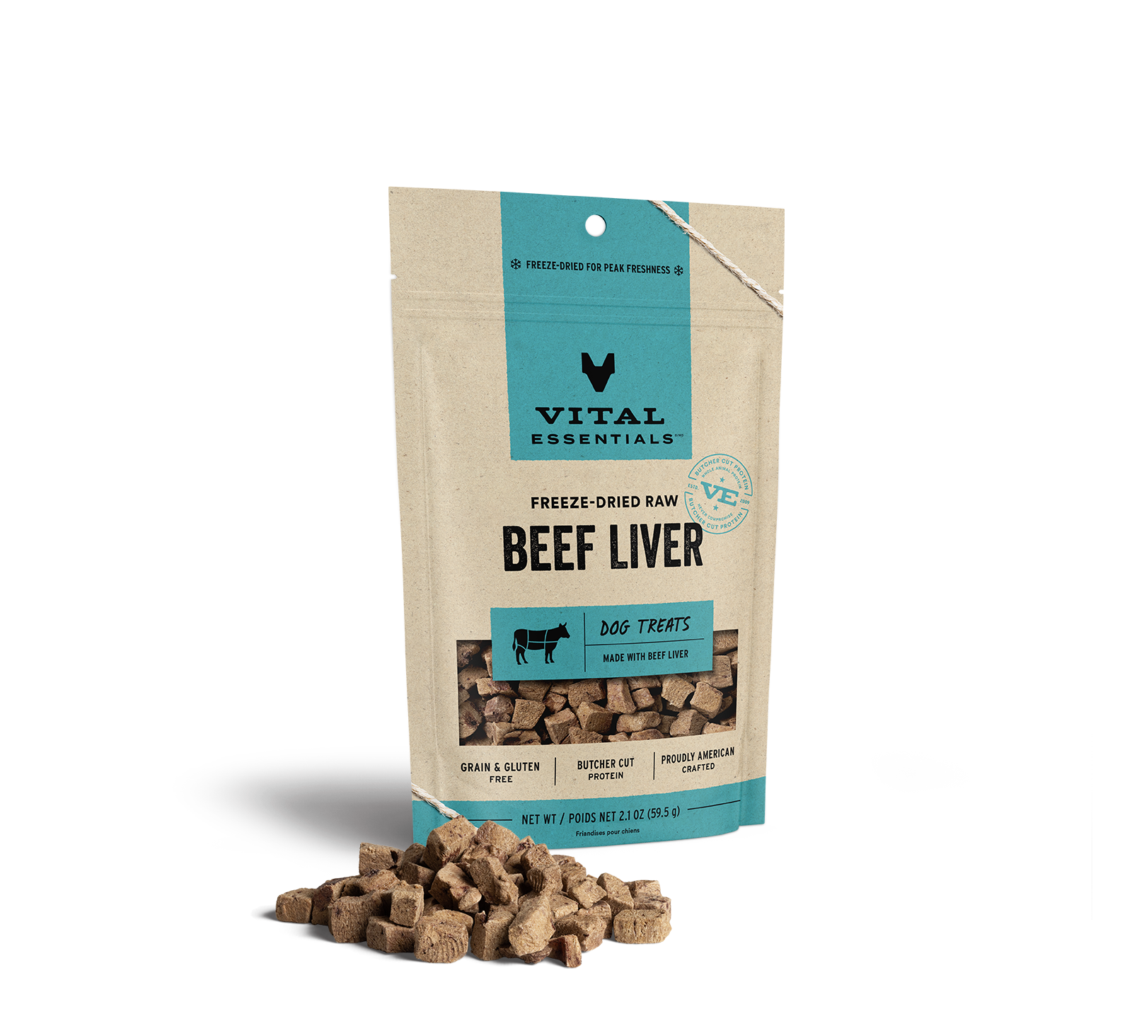 Vital Essentials Freeze-Dried Beef Liver Dog Treats, 2.1-oz Bag