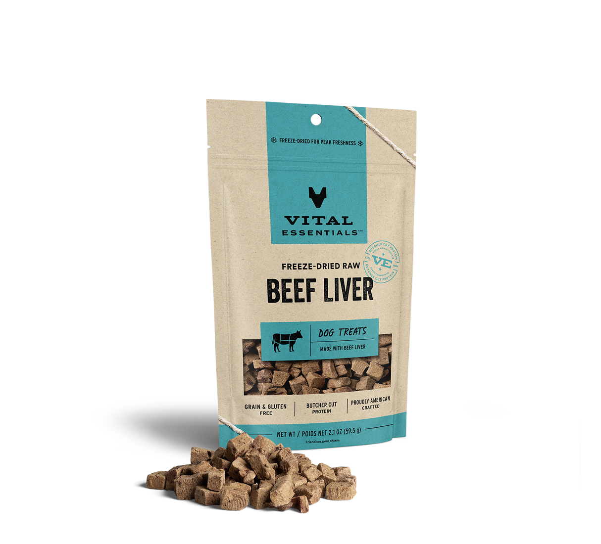 Vital Essentials Freeze-Dried Beef Liver Dog Treats, 2.1-oz Bag