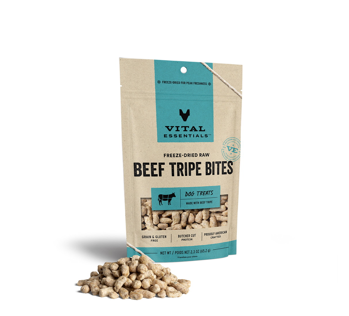 Vital Essentials Freeze-Dried Beef Tripe Dog Treats, 2.3oz