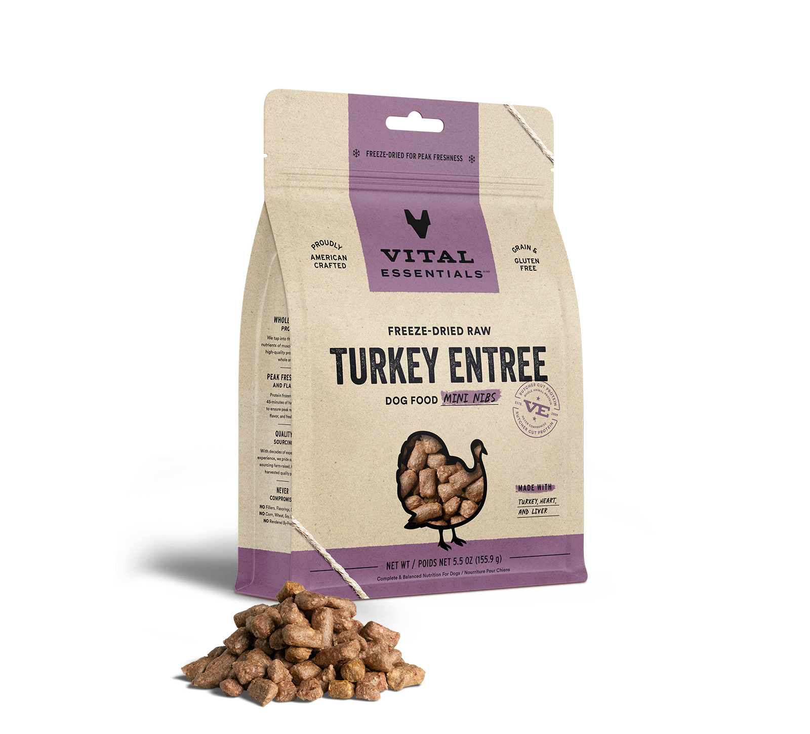 Vital Essentials Freeze-Dried Turkey Mini Nibs Dog Food