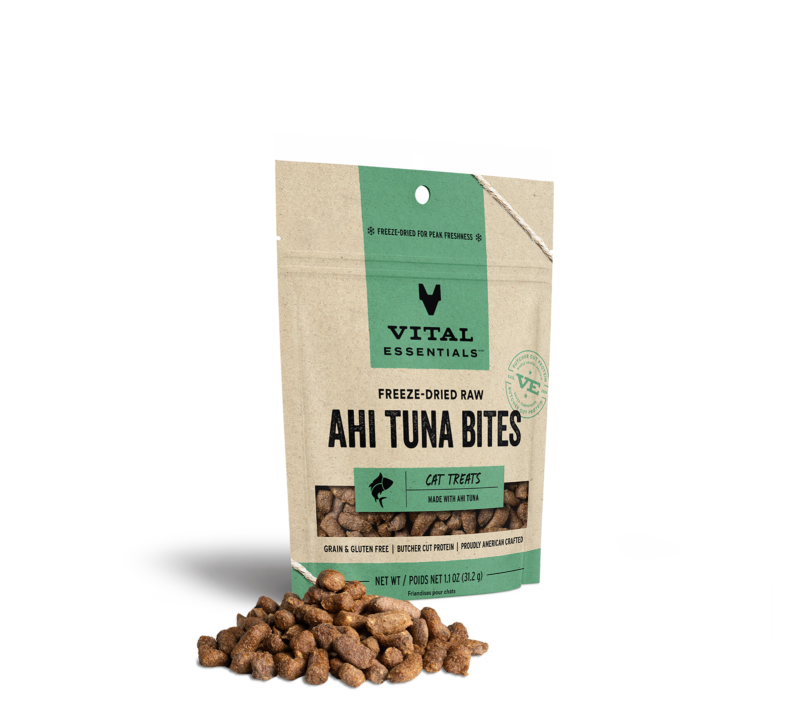 Vital Essentials Freeze-Dried Ahi Tuna Cat Treats, 1.1-oz bag