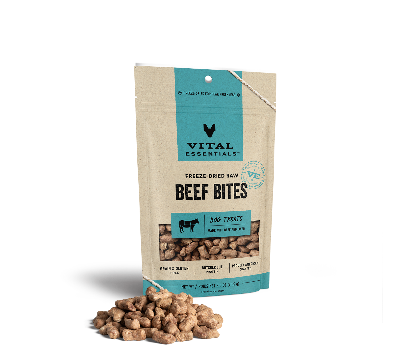 Vital Essentials Freeze-Dried Beef Bites Dog Treats, 2.5oz