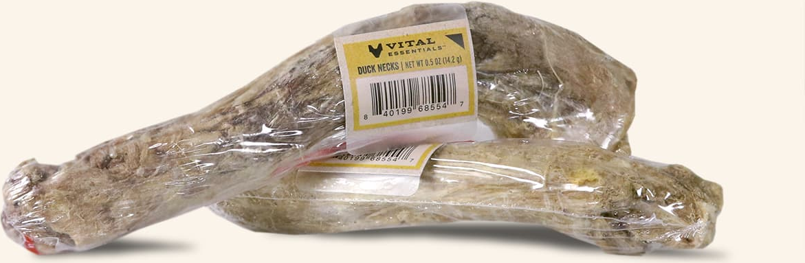 Vital Essentials Freeze Dried Duck Necks Dog Treats, 24ct