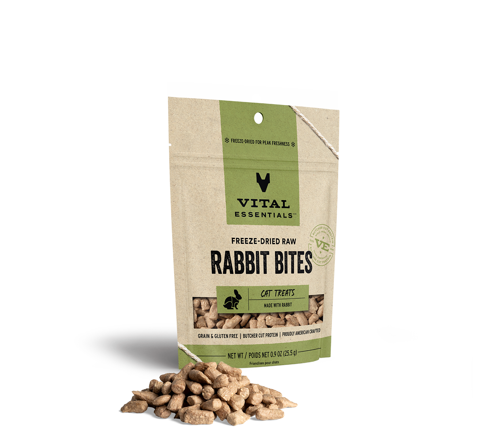 Vital Essentials Freeze-Dried Rabbit Cat Treats, 0.9-oz bag