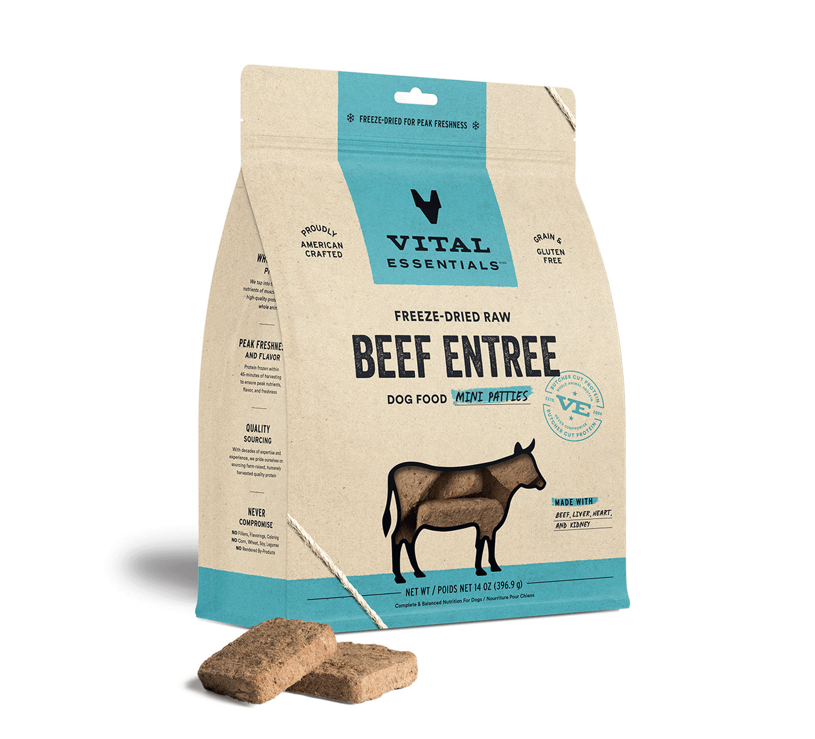 Vital Essentials Freeze-Dried Beef Mini Patties Dog Food