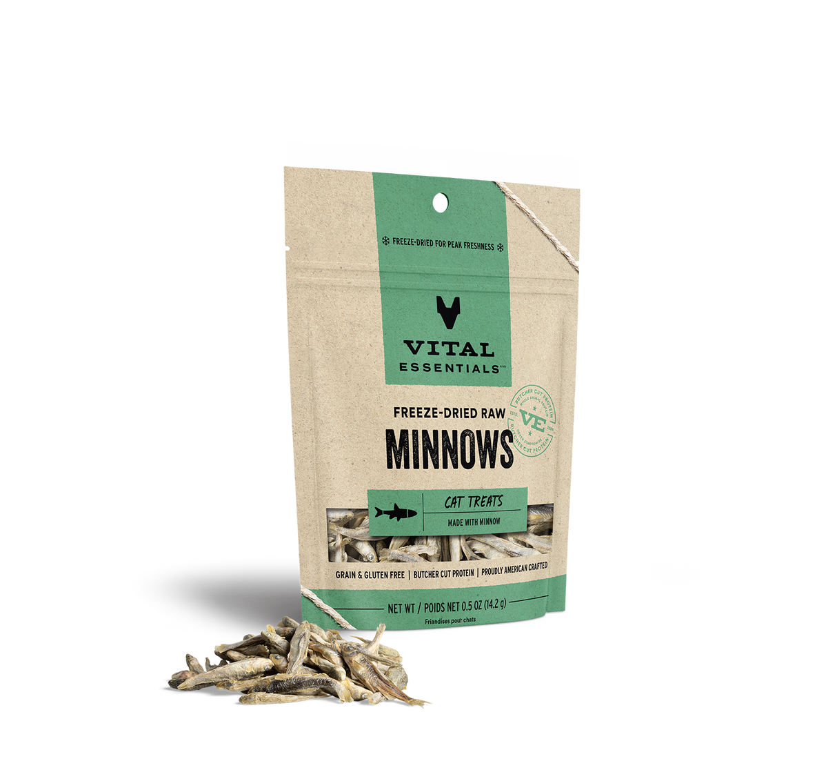 Vital Essentials Freeze-Dried Minnow Cat Treats, 0.5-oz bag