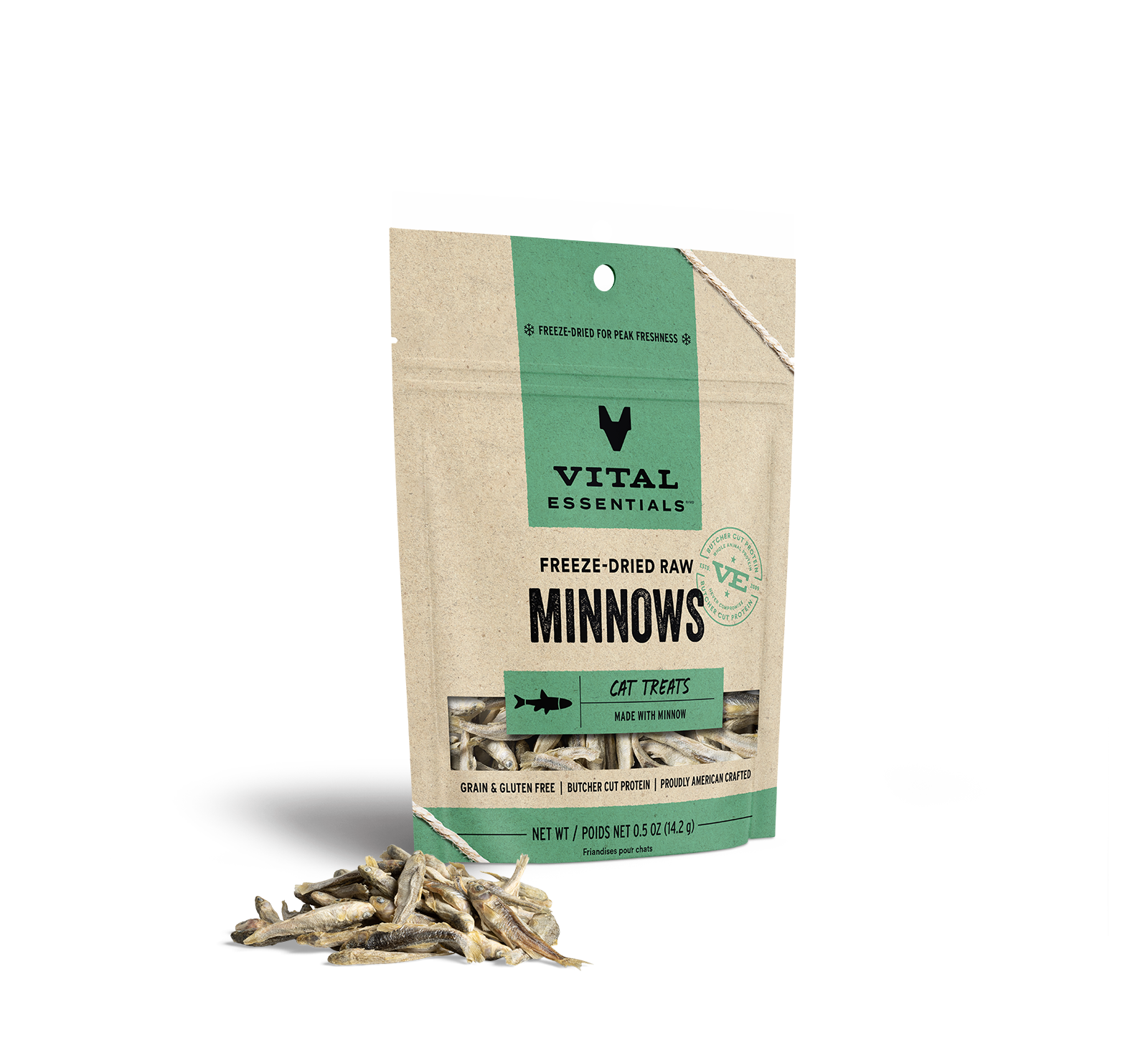 Vital Essentials Freeze-Dried Minnow Cat Treats, 0.5-oz bag