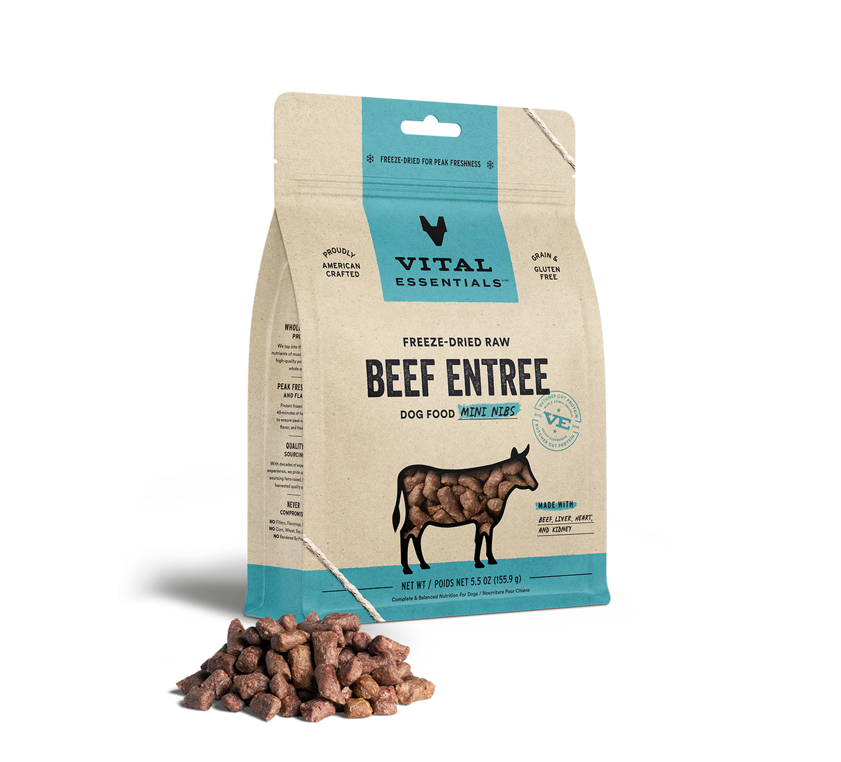 Vital Essentials Beef Mini Nibs Freeze Raw Dried Dog Food
