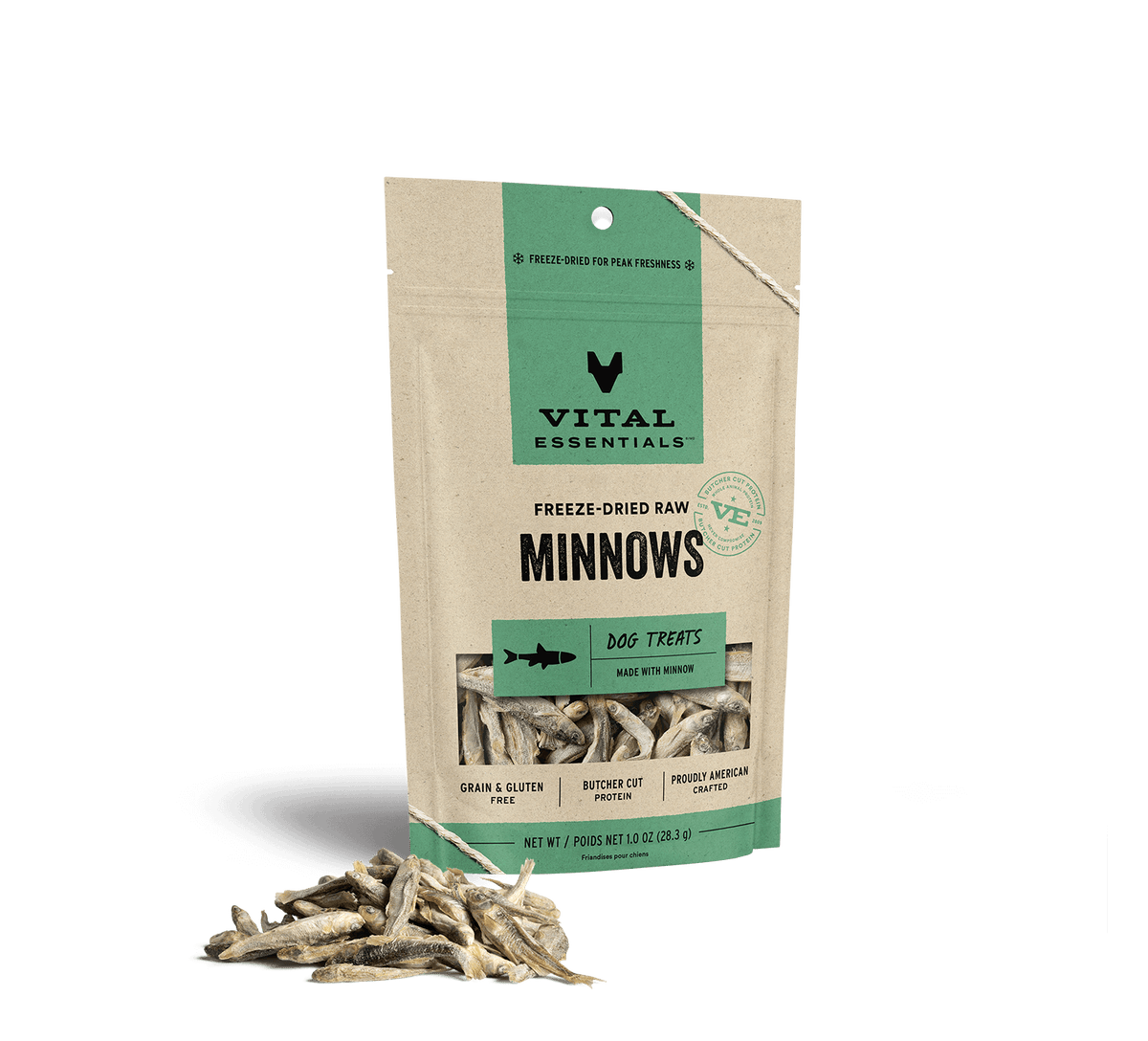Vital Essentials Freeze-Dried Minnow Dog Treats – White Dog Bone