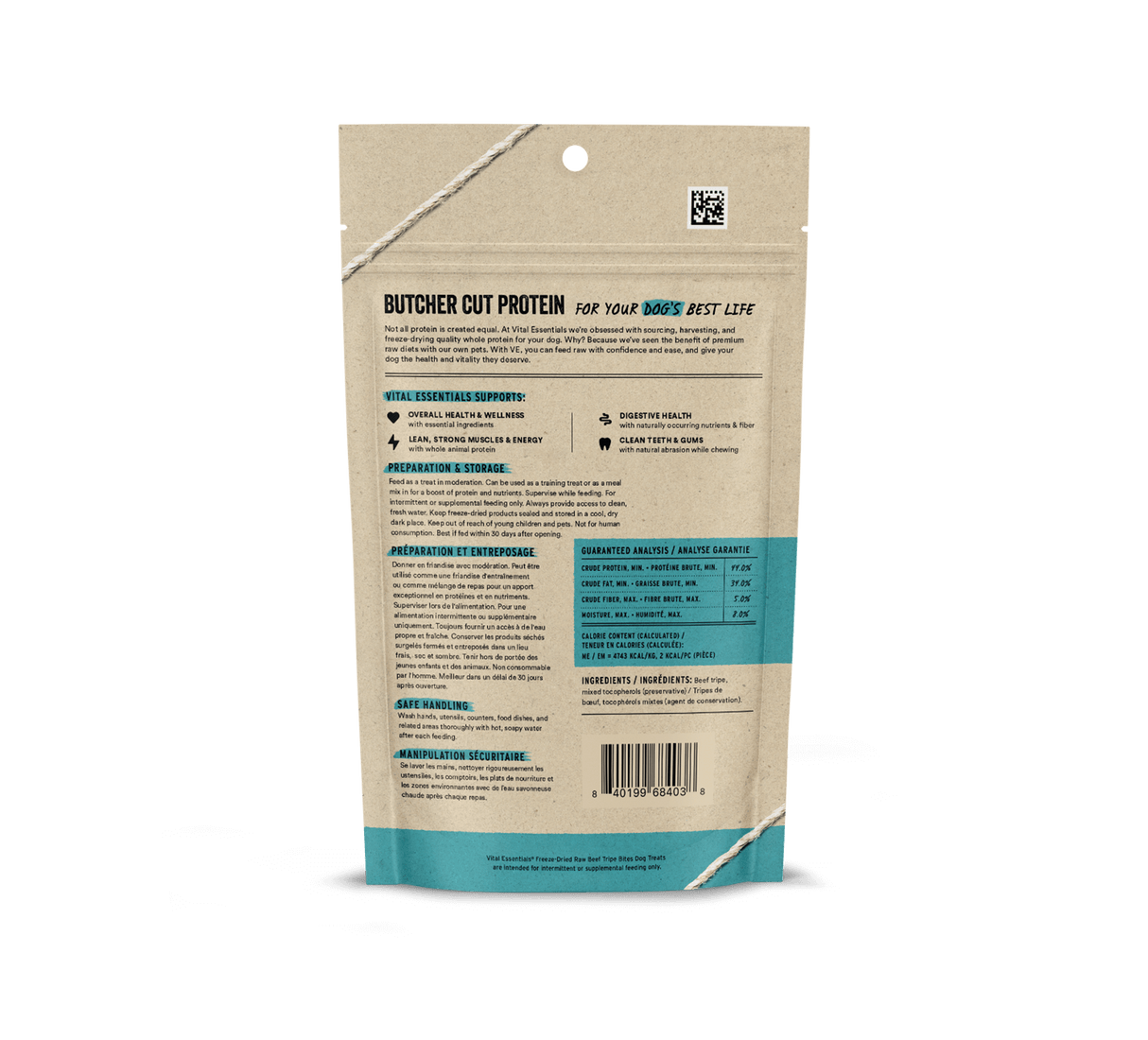 Vital Essentials Freeze-Dried Beef Tripe Dog Treats, 2.3oz