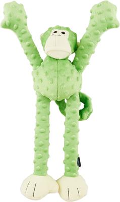 goDog Crazy Tugs Durable Squeaky Plush Dog Toy, Monkey