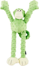 goDog Crazy Tugs Durable Squeaky Plush Dog Toy, Monkey