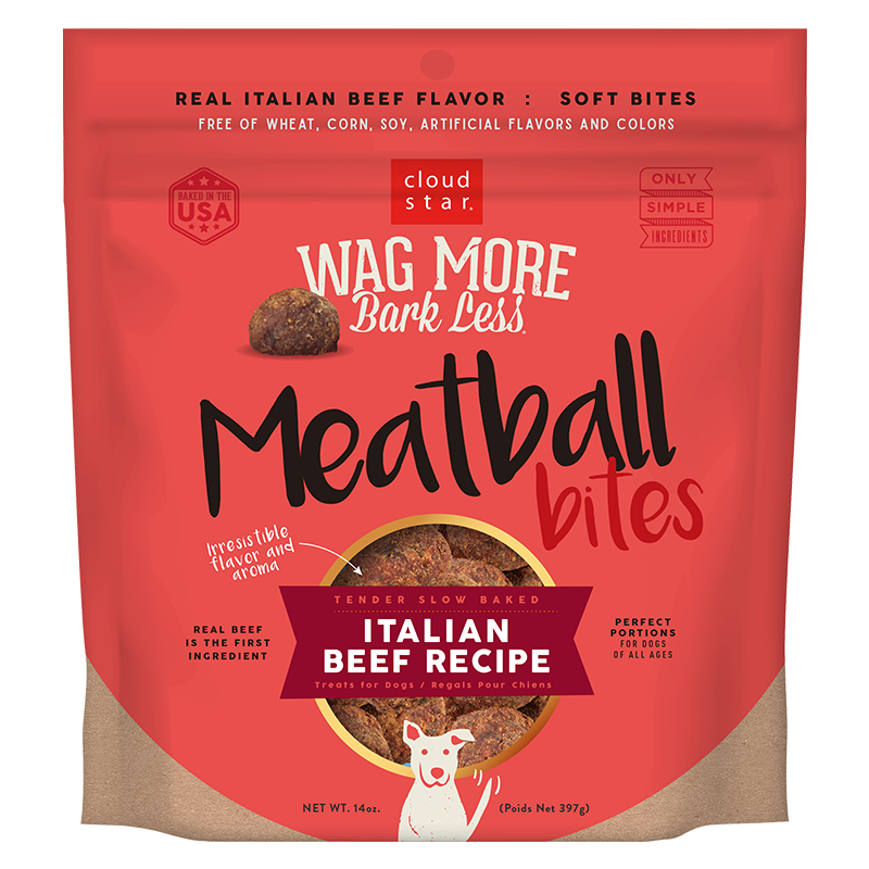 Cloud Star Wag More Bark Less Meat Balls Grain Free Soft & Chewy Dog Treats with Real Beef, 14oz