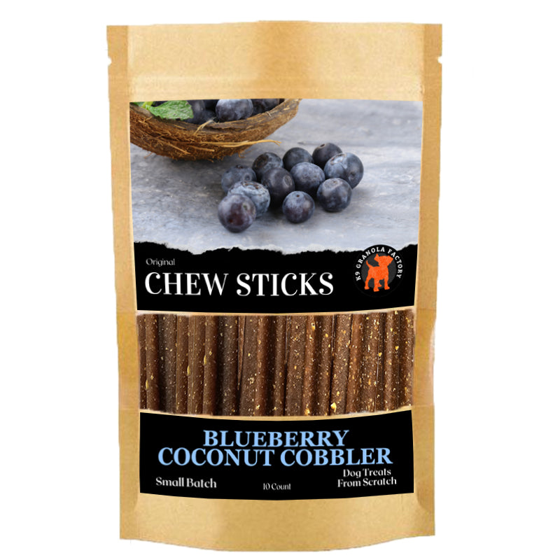 K9 Granola Factory Chew Sticks Dog Treats, Blueberry Coconut Cobbler 10ct