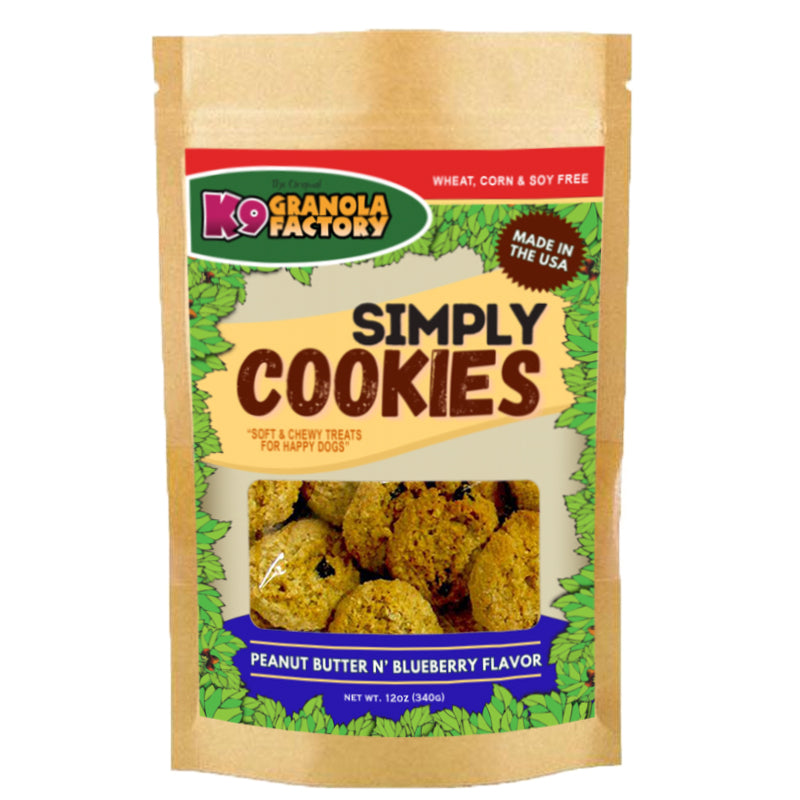 K9 Granola Factory Simply Cookies Dog Treats, Peanut Butter & Blueberry Recipe 12oz