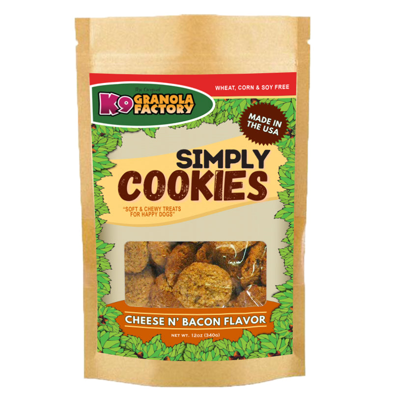 K9 Granola Factory Simply Cookies Dog Treats, Cheese & Bacon Recipe 12oz