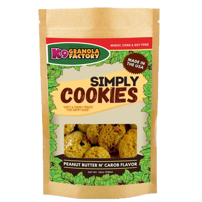 K9 Granola Factory Granola Simply Cookies Dog Treats, Peanut Butter & Carob Chip Recipe 12oz
