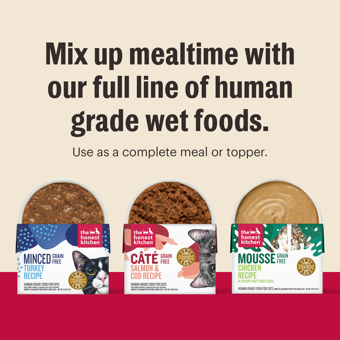 The Honest Kitchen Grain Free Turkey, Chicken & Duck Mousse In Goat's Milk Wet Cat Food, 12/2.8oz