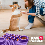 Palz&Co Paw Puzzle Silicone Slow Feeding Mat For Dogs, Medium Purple
