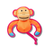 goDog Flap N' Fun Durable Squeaky Plush Dog Toy, Monkey