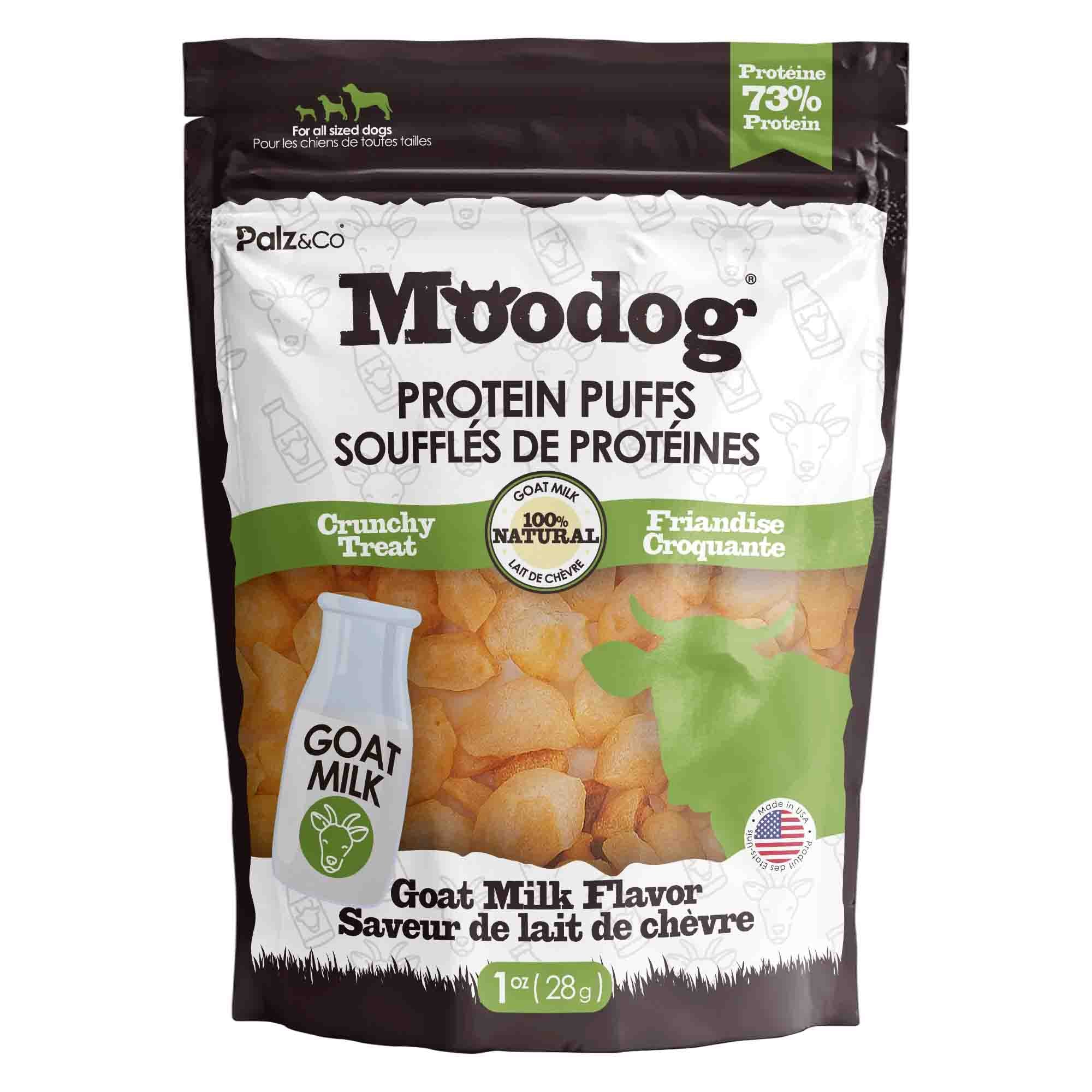Palz&Co Moodog Beef Protein Puffs Dog Treats, Goat Milk 1oz