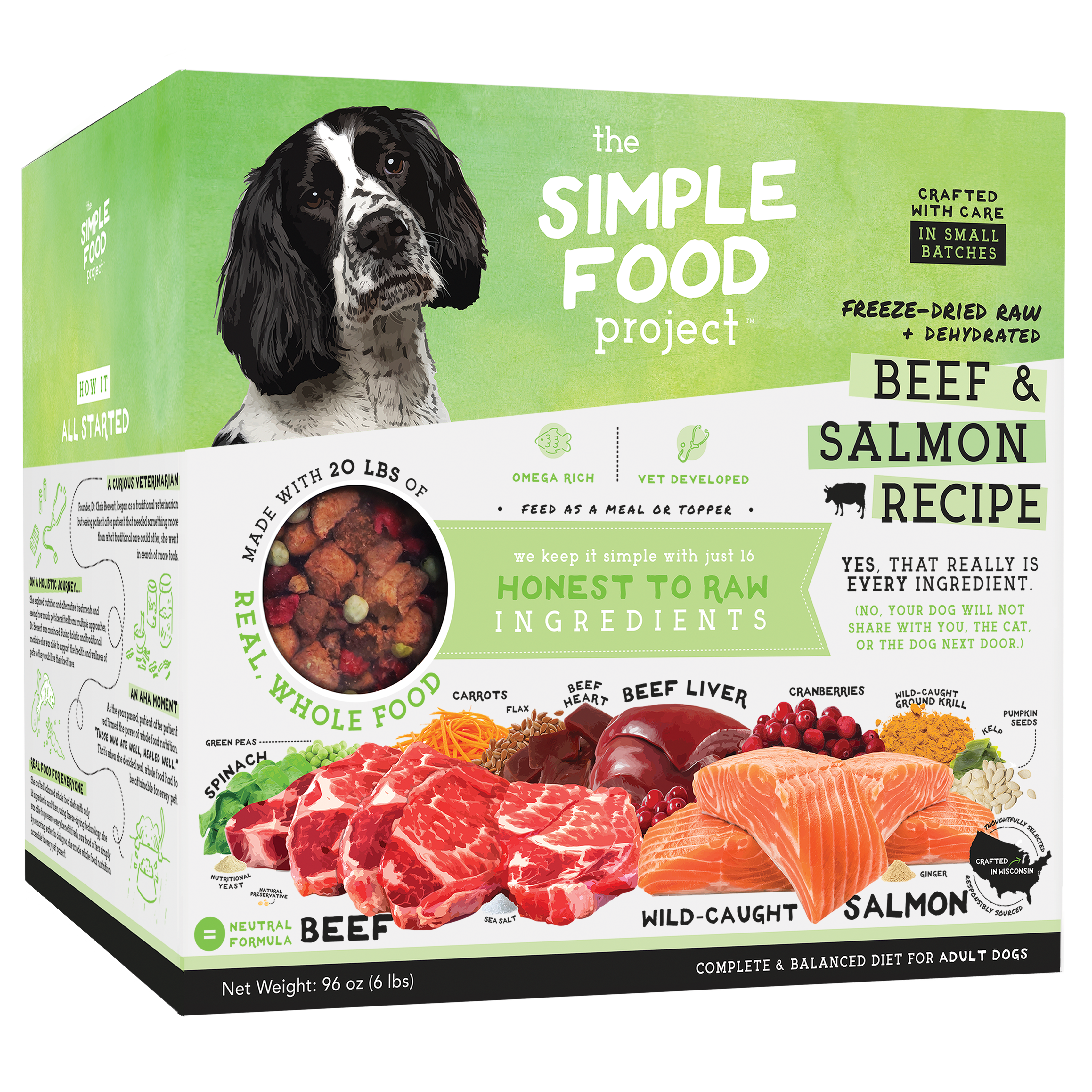 The Simple Food Project Synthetic Free Freeze Dried Dog Food, Beef & Salmon Recipe