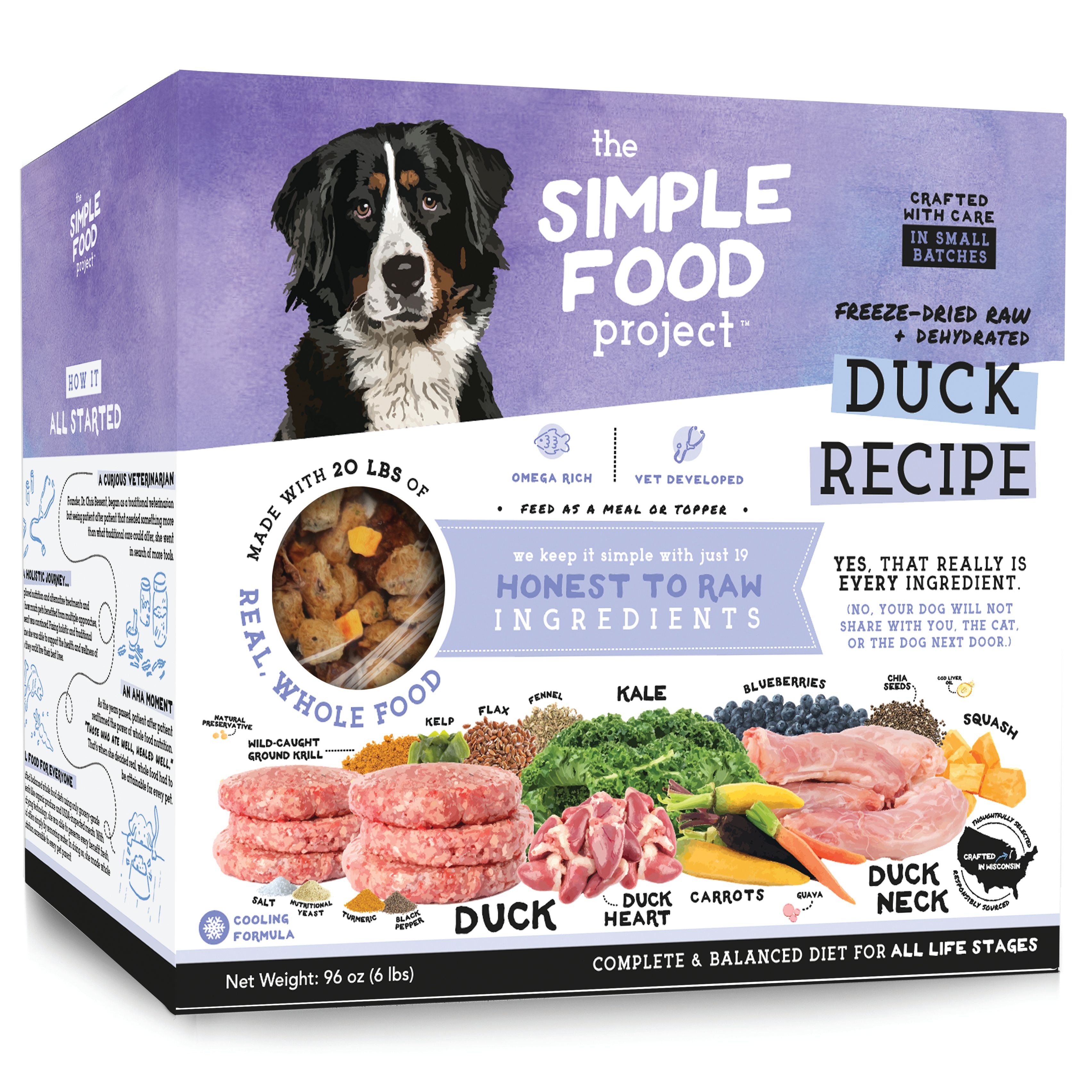The Simple Food Project Synthetic Free Freeze Dried Dog Food, Duck Recipe