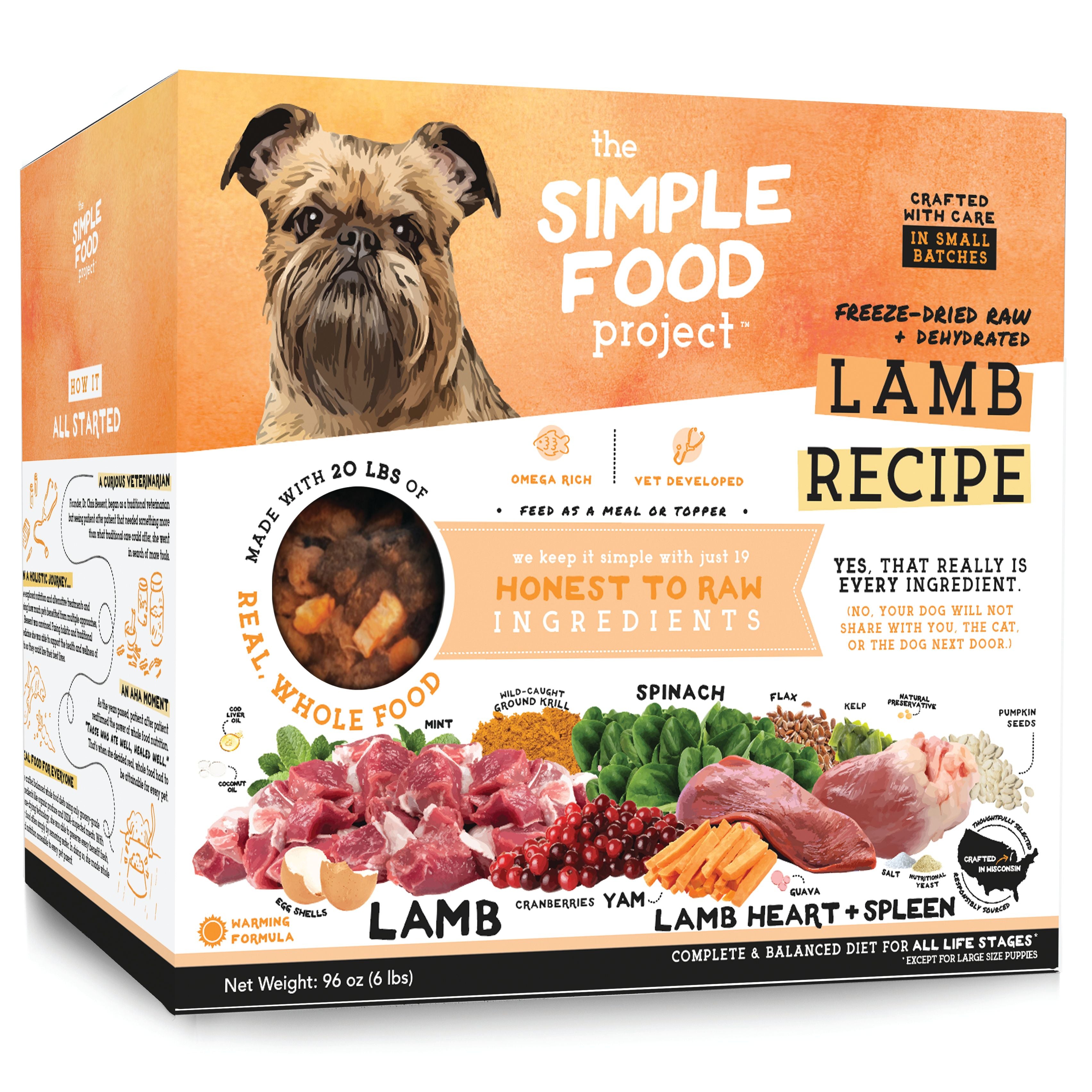 The Simple Food Project Synthetic Free Freeze Dried Dog Food, Lamb Recipe