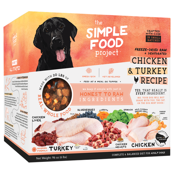 The Simple Food Project Synthetic Free Freeze Dried Dog Food, Chicken & Turkey Recipe
