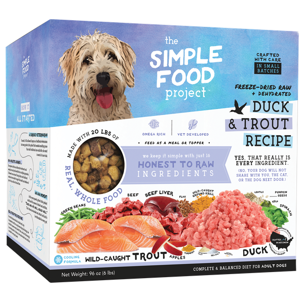 The Simple Food Project Synthetic Free Freeze Dried Dog Food, Duck & Trout Recipe