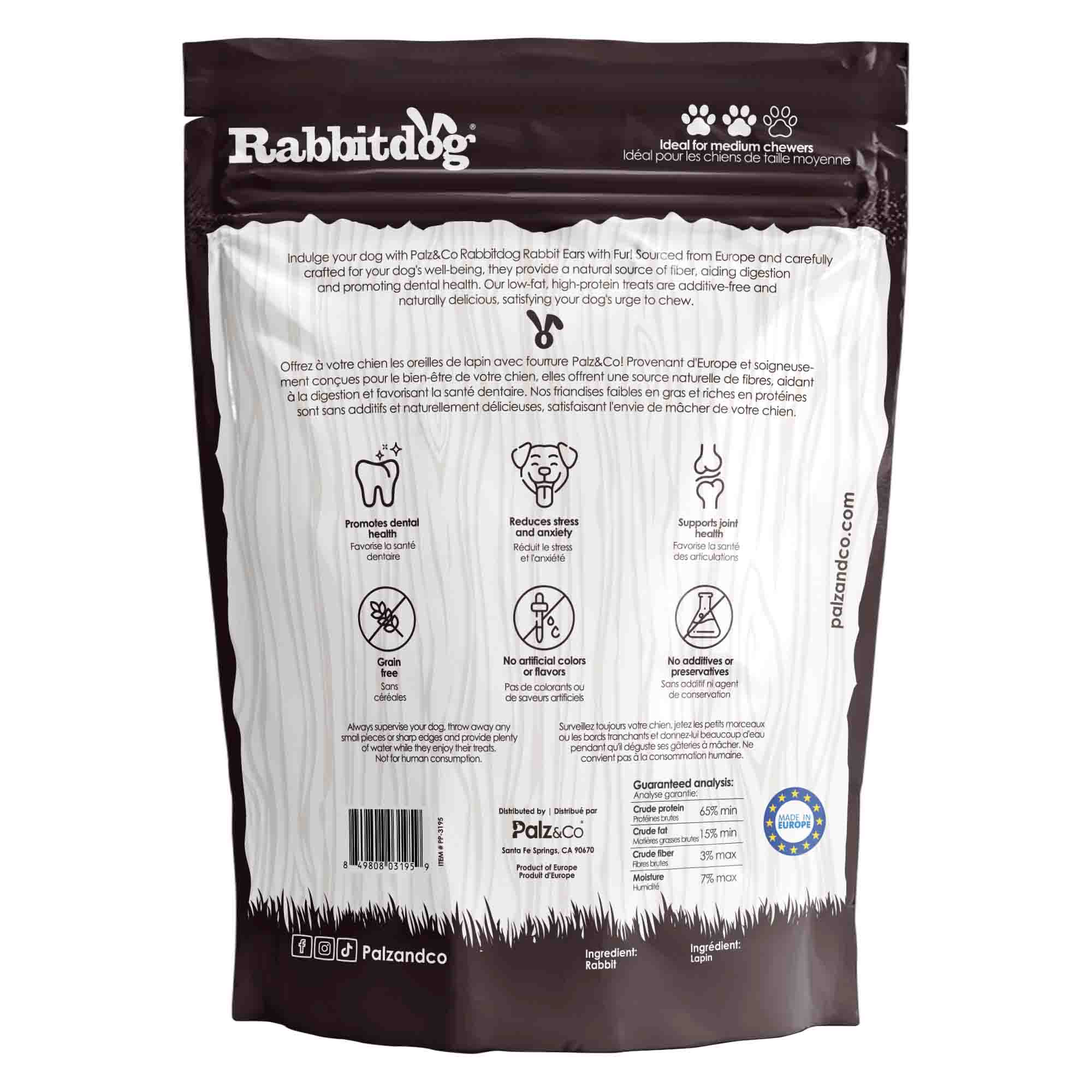 Palz&Co Rabbitdog Rabbit Ear Dog Treats, 15pk