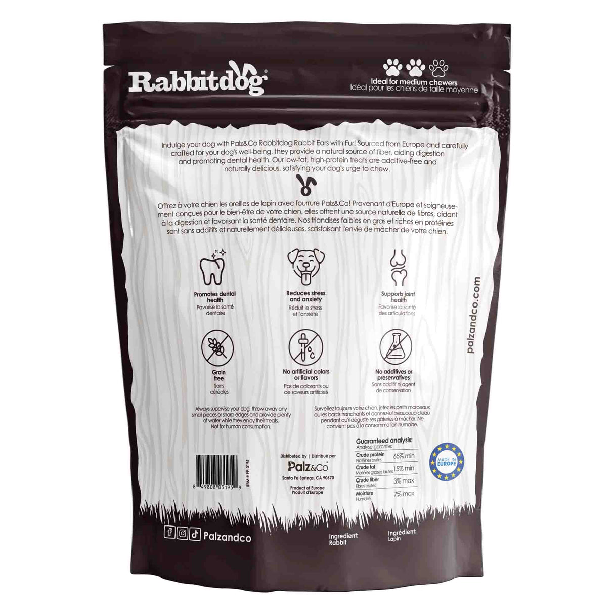 Palz&Co Rabbitdog Rabbit Ear Dog Treats, 15pk