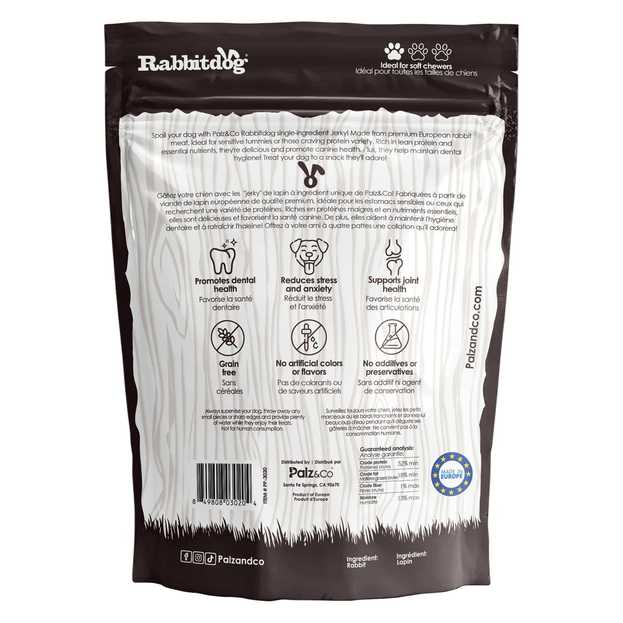 Palz&Co Rabbitdog Rabbit Jerky Dog Treats, 10pk