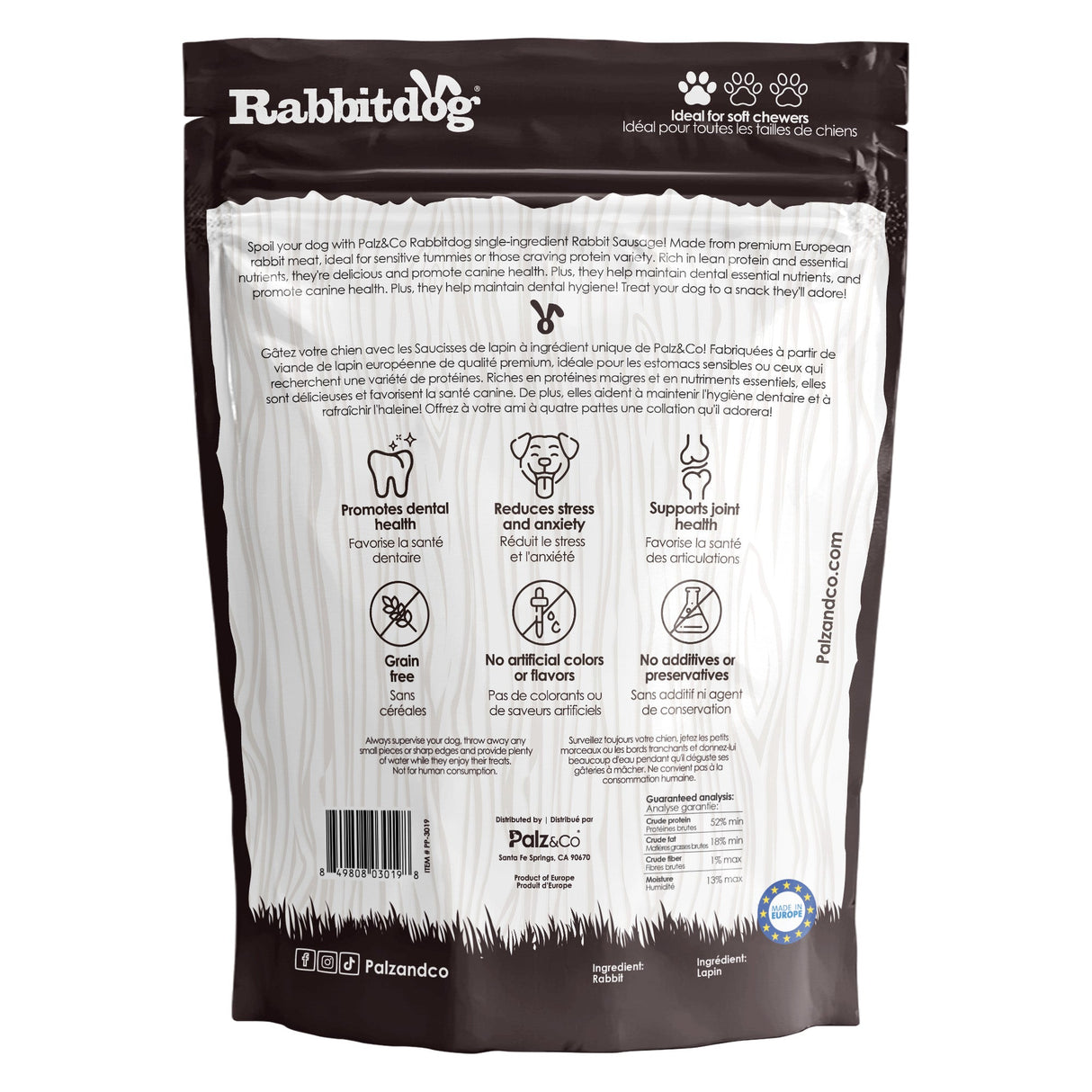 Palz&Co Rabbitdog Rabbit Sausage Dog Treats, 8pk