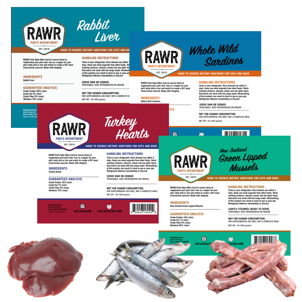 RAWR Frozen Parts Department Food Toppers and Treats for Dogs and Cats