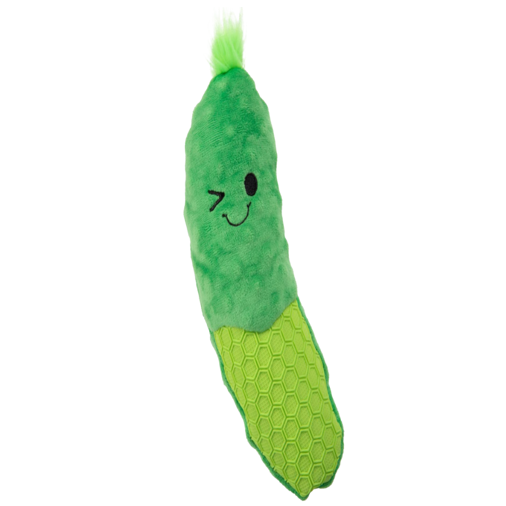 goDog Tough N' Texture Durable Squeaky Plush Dog Toy, Pickle