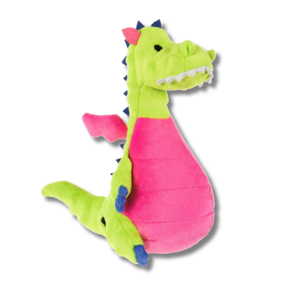 goDog Dragon Durable Squeaky Plush Dog Toy, Pudge Pot Belly