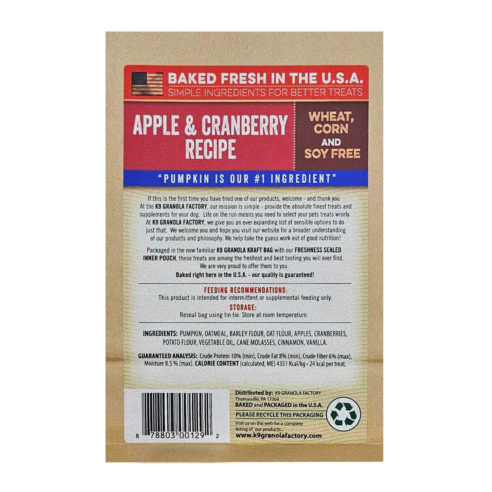 K9 Granola Factory Pumpkin Crunchers Dog Treats,  Apple & Cranberry