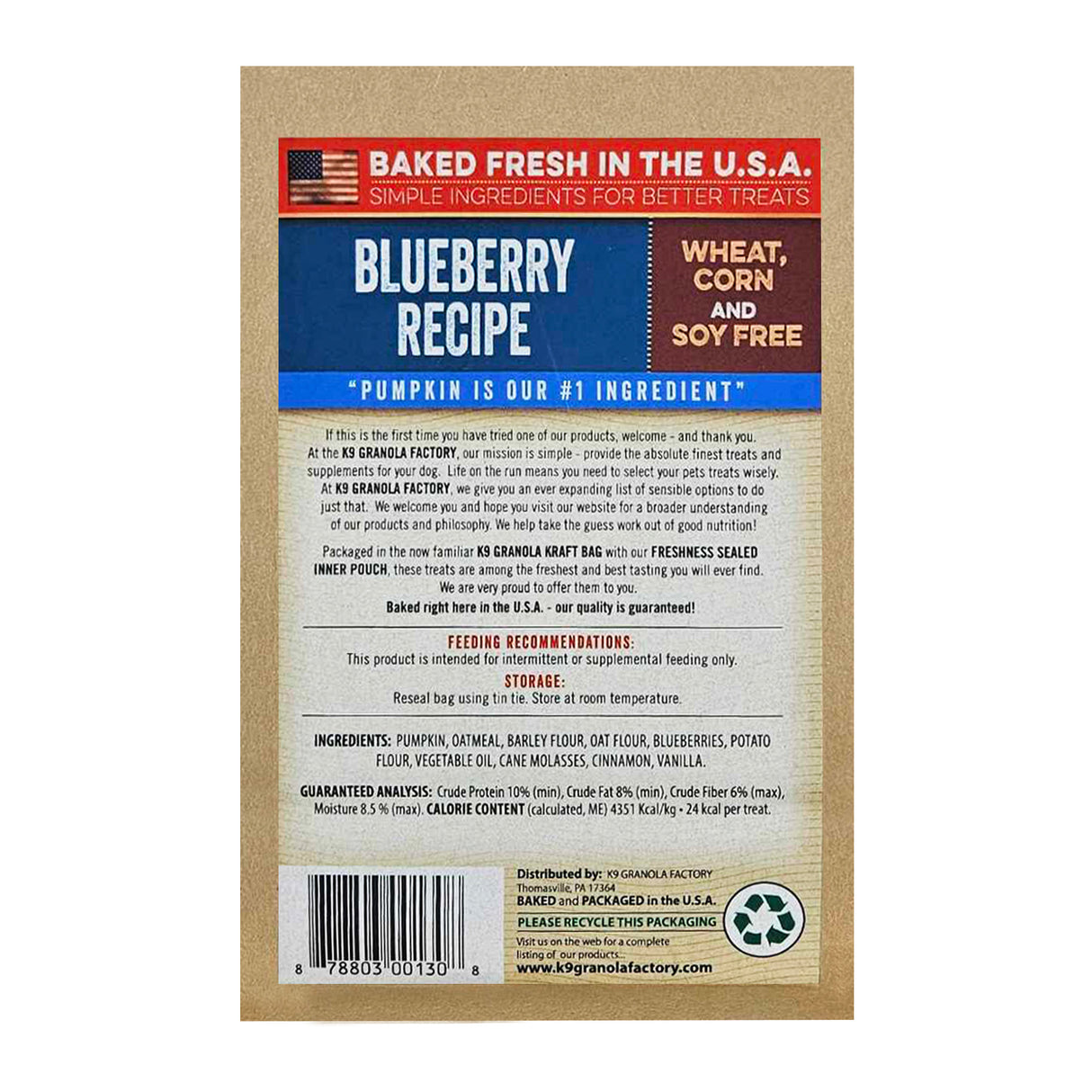 K9 Granola Factory Pumpkin Crunchers Blueberry Dog Treats