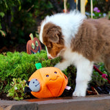 Zippy Paws Halloween 2025 Zippy Burrow Puzzle Plush Dog Toy, Pumpkin