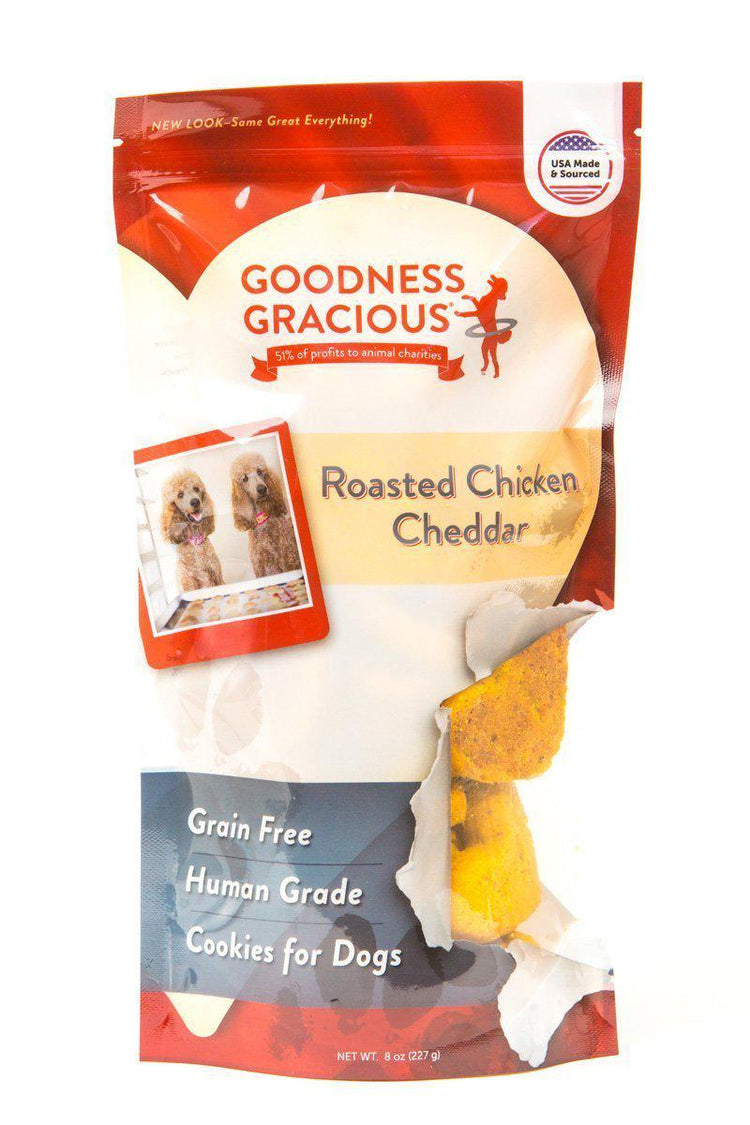 Goodness Gracious Human Grade Roasted Chicken Cheddar Biscuit Dog Treats, 8oz bag