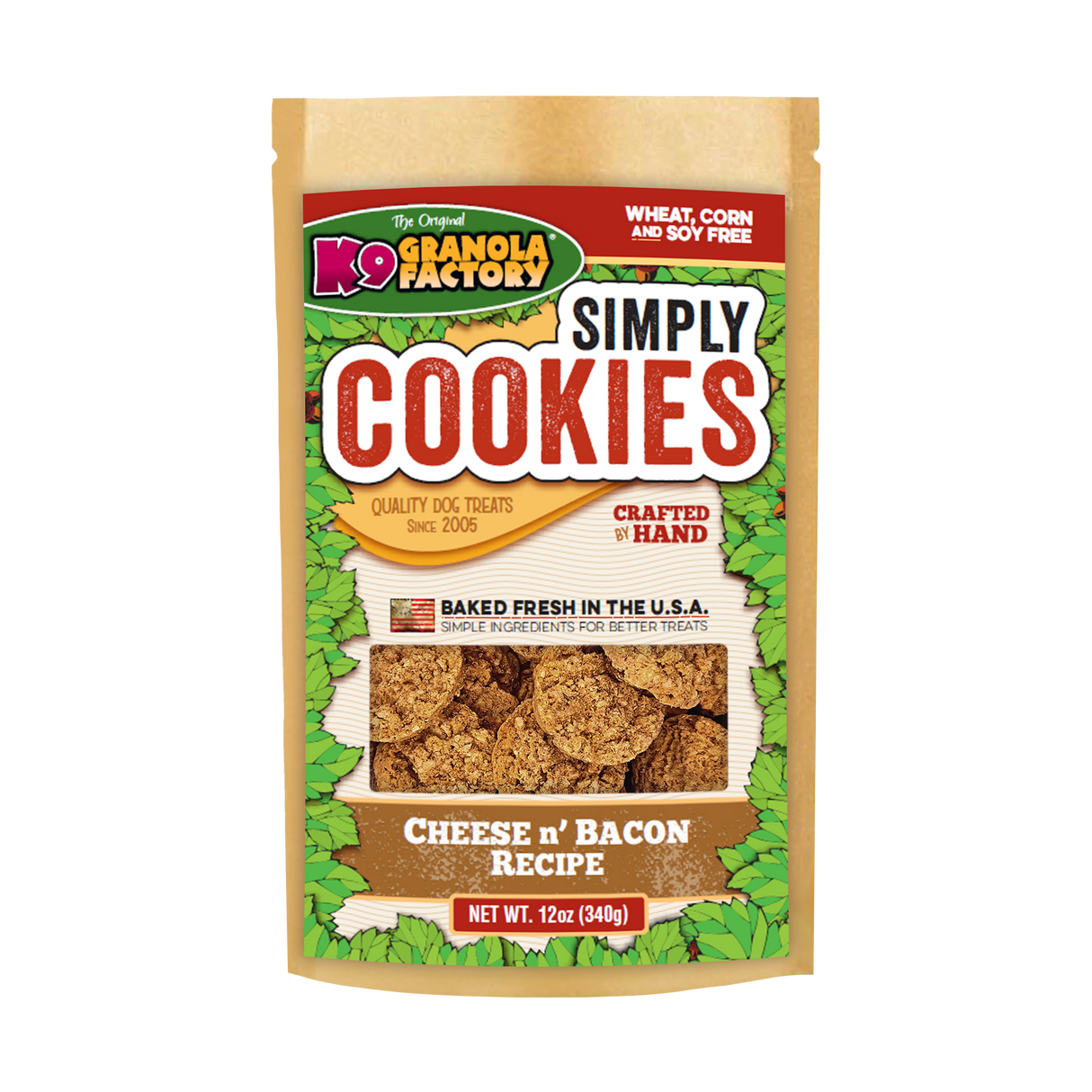 K9 Granola Factory Simply Cookies Dog Treats, Cheese & Bacon Recipe