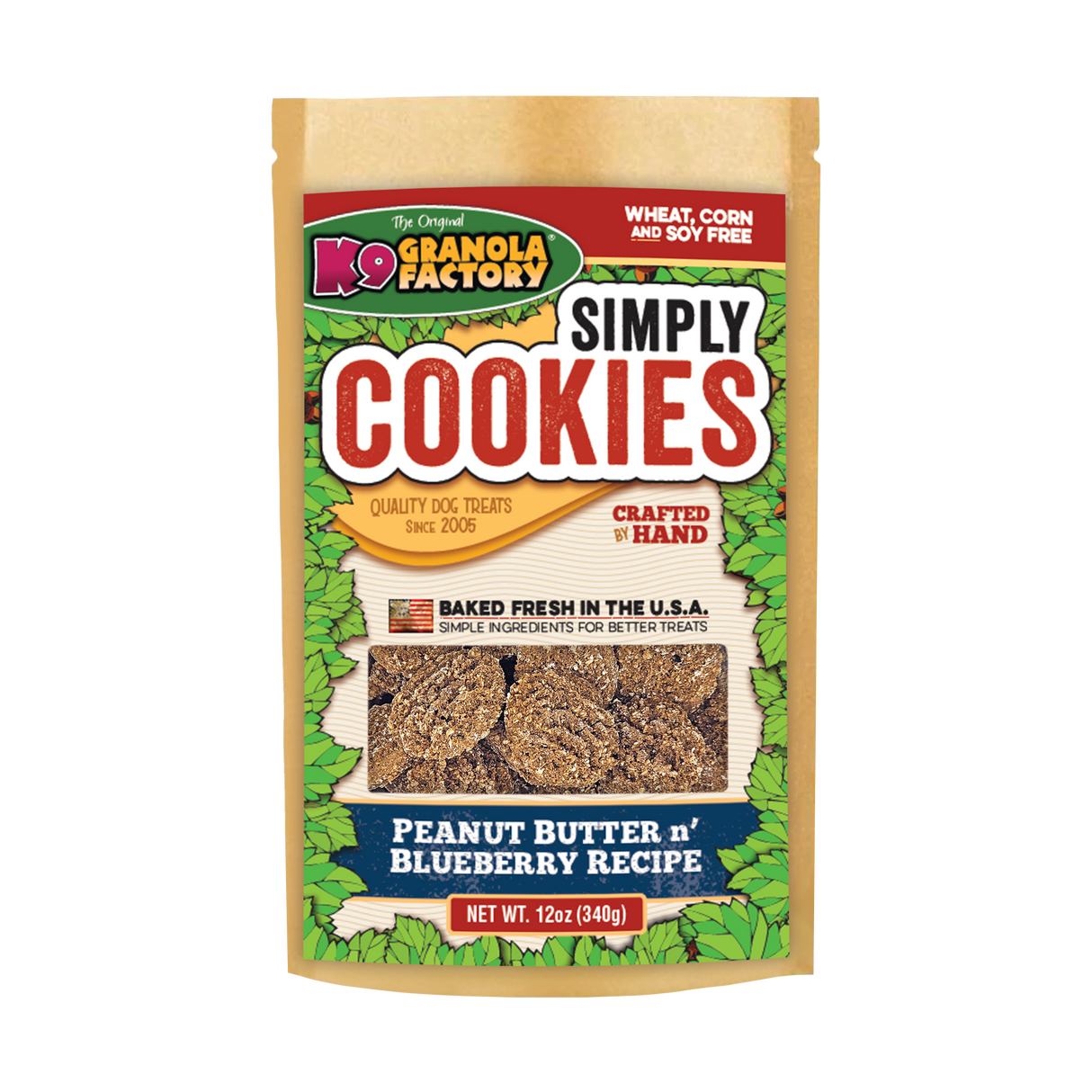 K9 Granola Factory Simply Cookies Dog Treats, Peanut Butter & Blueberry Recipe