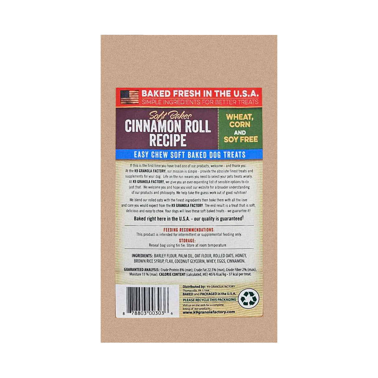 K9 Granola Factory Soft Bakes Dog Treats - Cinnamon Roll