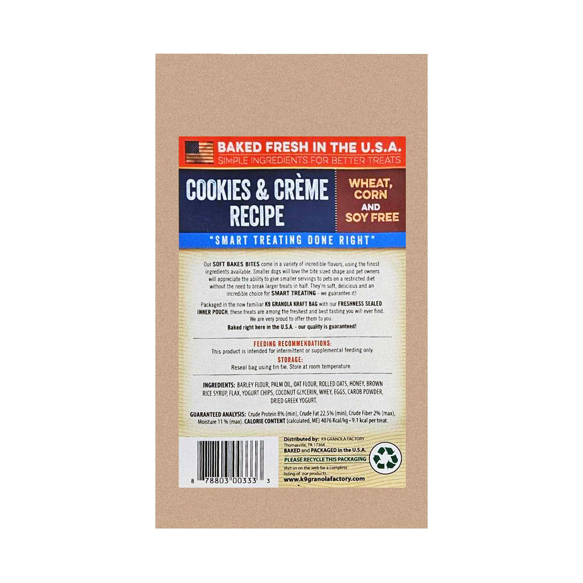 K9 Granola Factory Soft Bakes Bites Dog Treats, Cookies & Crème