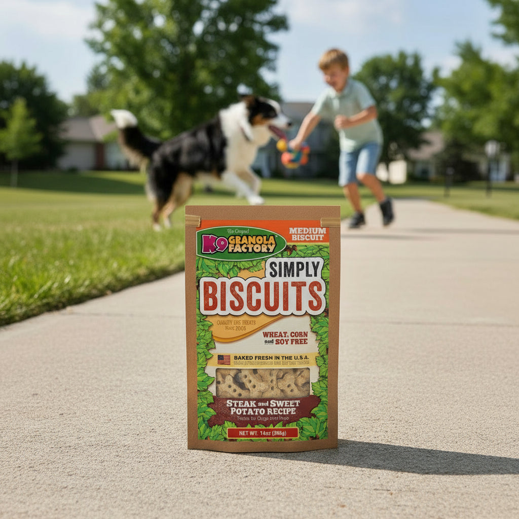 K9 Granola Factory Simply Biscuits Steak & Sweet Potato Dog Treats, Medium