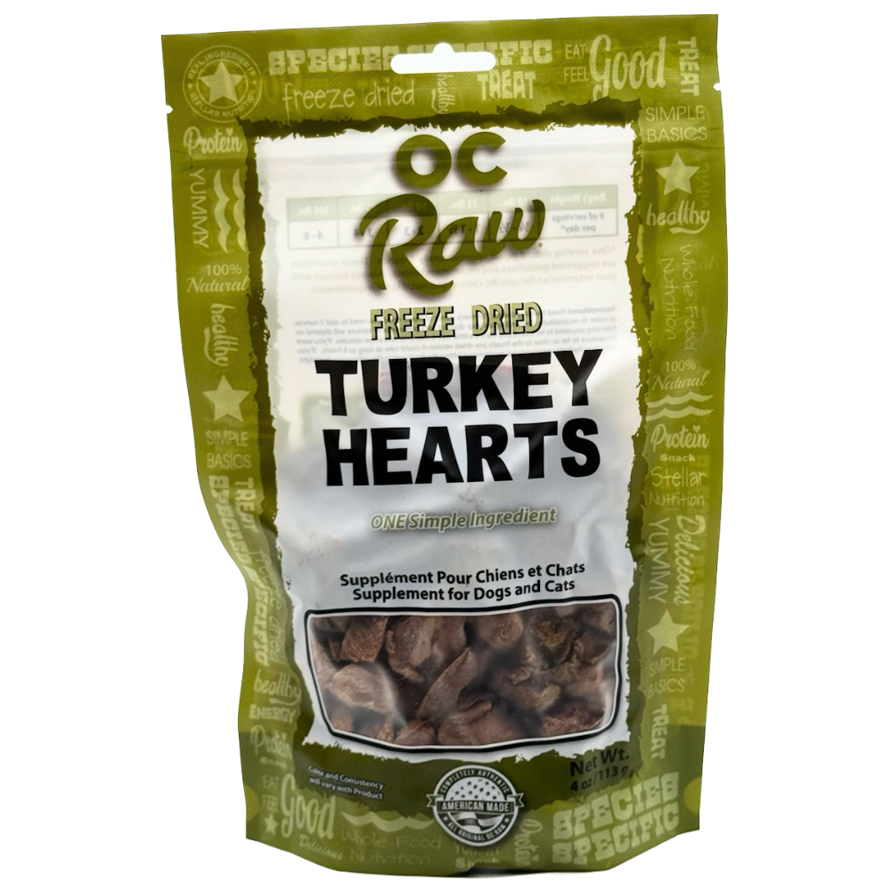 OC Raw Turkey Hearts Freeze Dried Dog Treats, 4oz