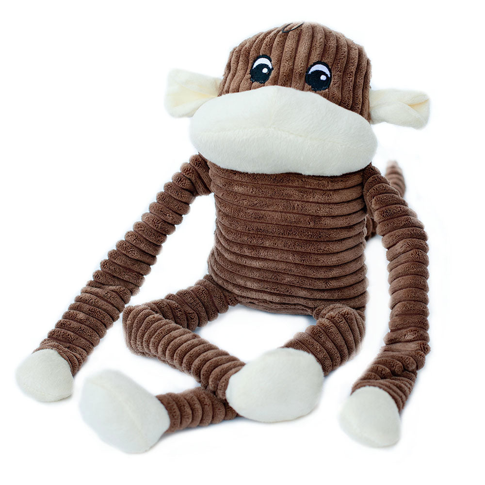 Zippy Paws Spencer the Crinkle Monkey Plush Dog Toy, Brown